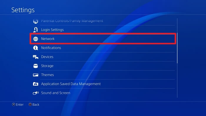 ps4 network settings