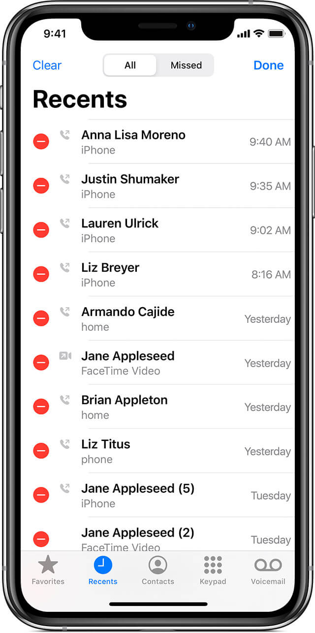 recent call history iphone