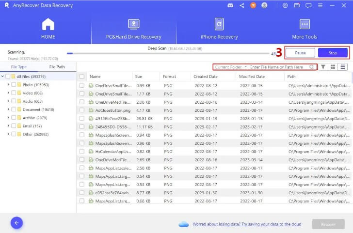 recover data from external drive scanning