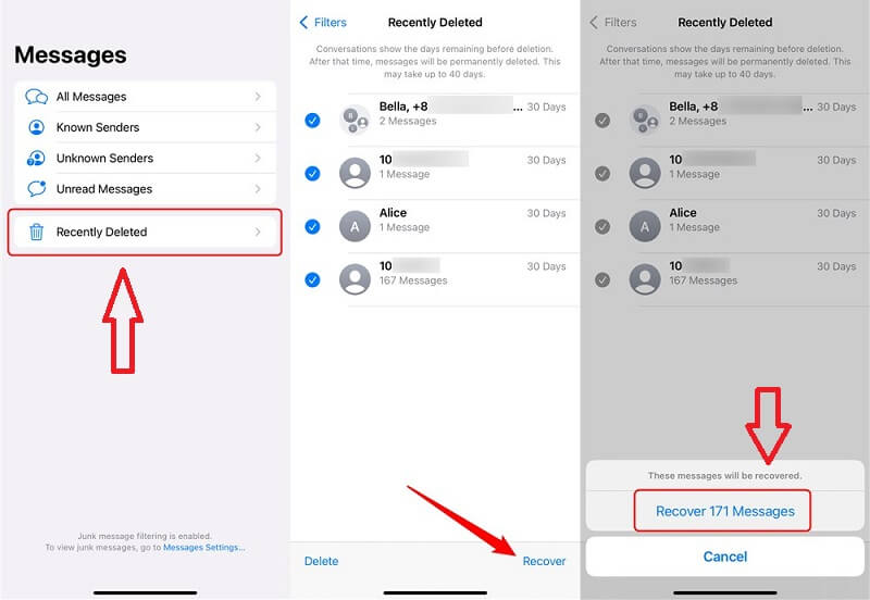 steps for recently deleted folder