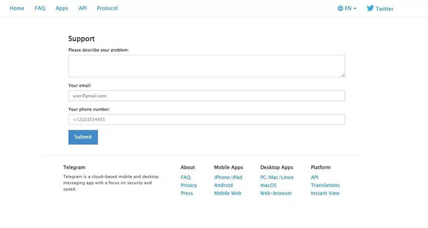 contact telegram support team to recover deleted messages