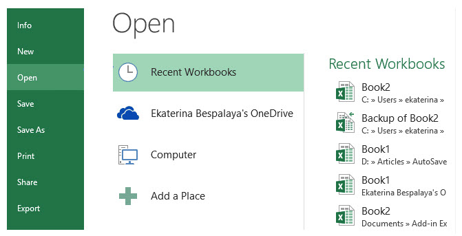 search file and recent