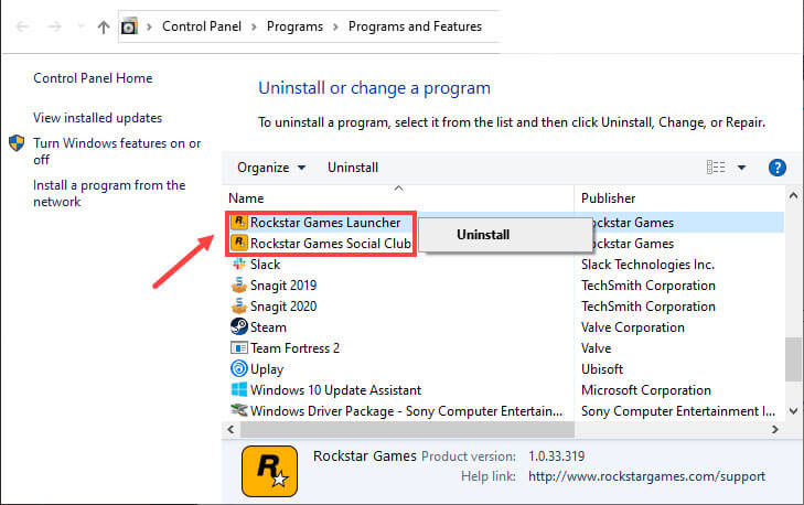 reinstall rockstar games-launcher