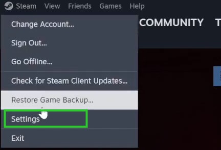 open steam settings