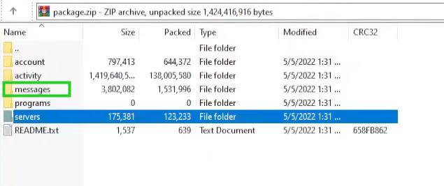 unzip the package to find deleted dms on discord