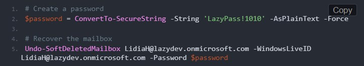 office 365 restore deleted mailbox