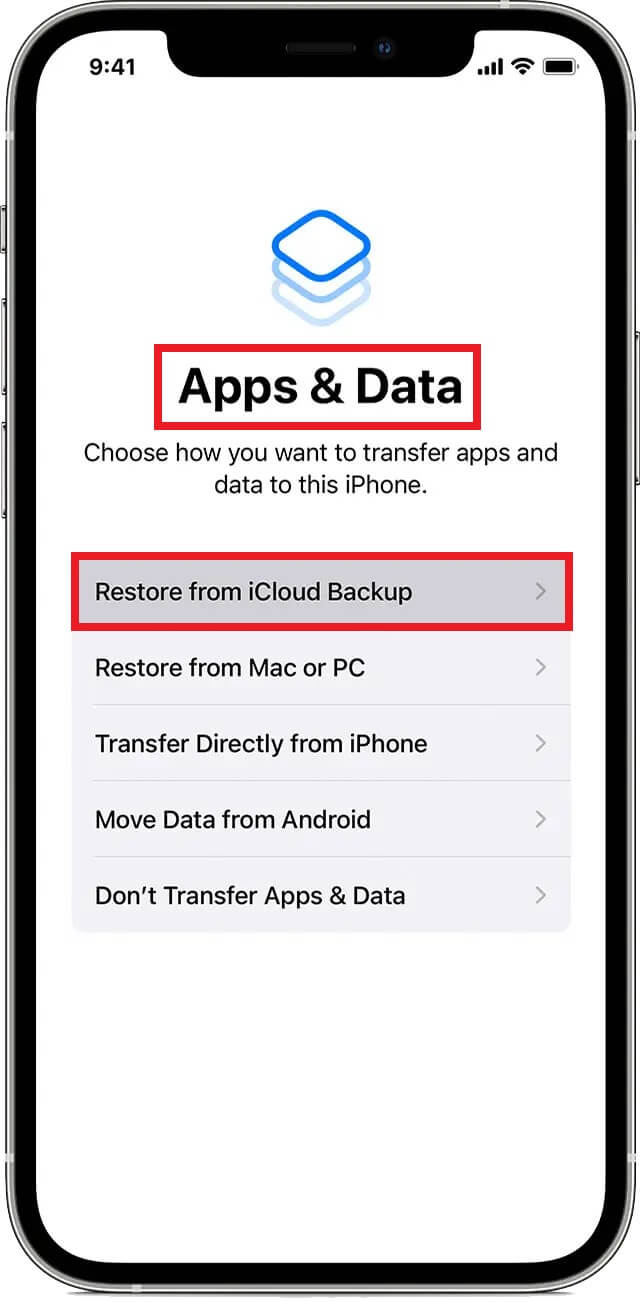 Restore from backup option