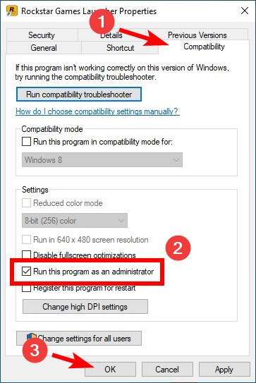 run rockstar games launcher as an administrator