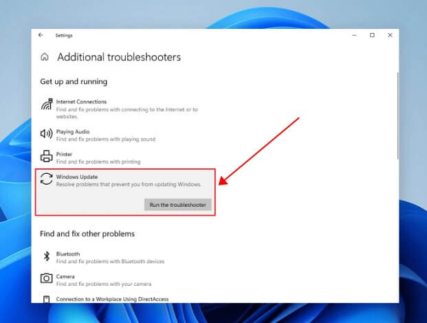 run windows update troubleshooter