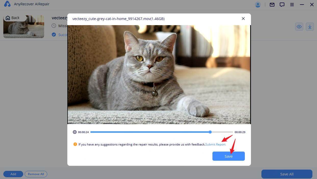 save repaired videos