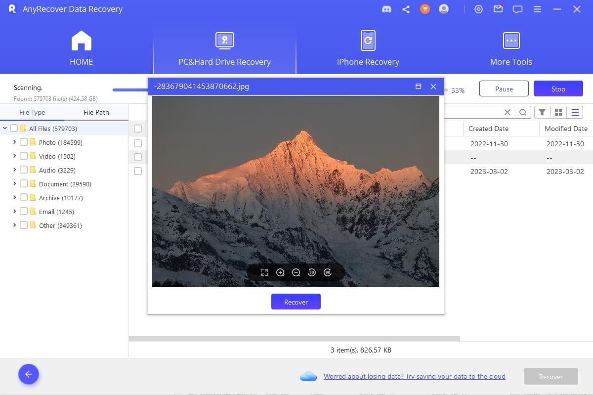 preview and recover deleted files from hard drive