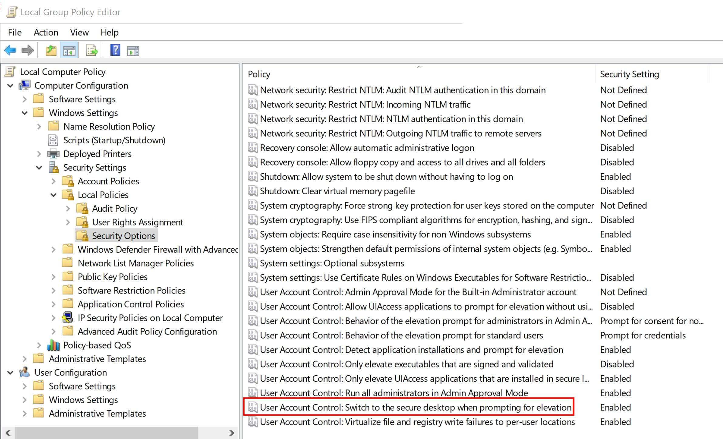 switch to secure desktop