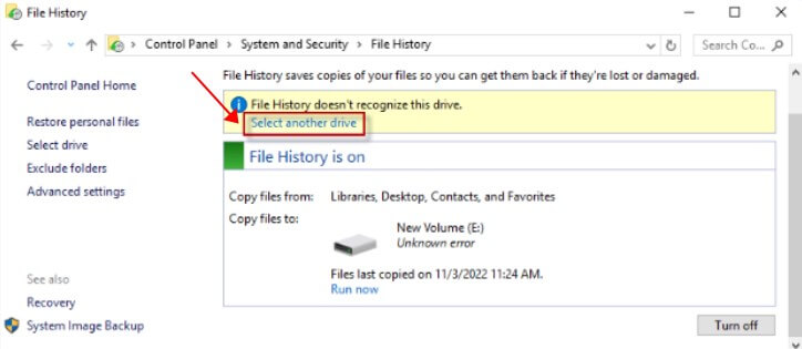 select another drive