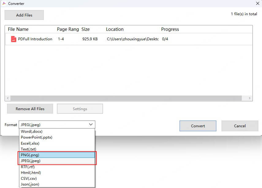 select png or jpg format