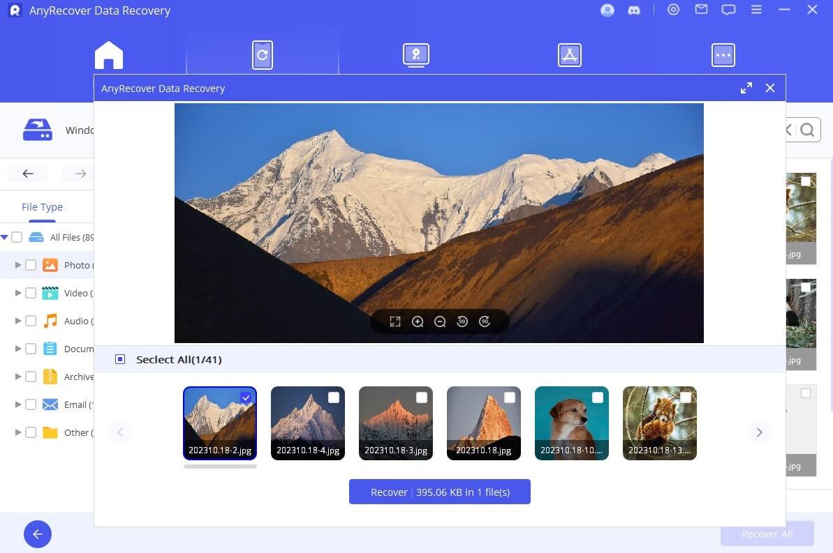 Scan for Deleted Data
