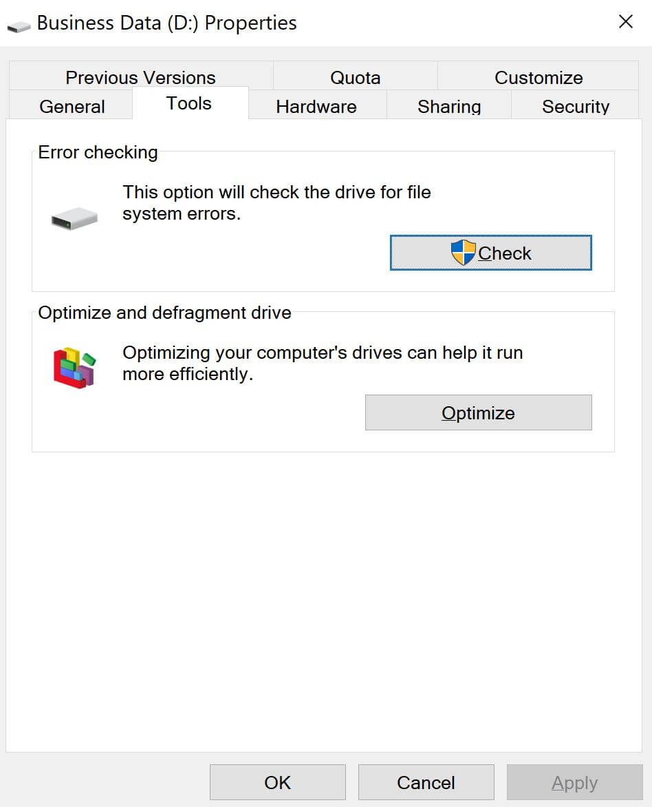 check for system errors