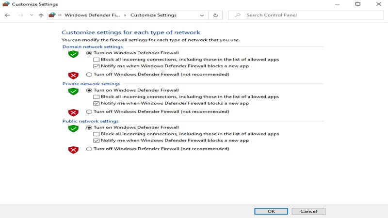 turn off windows firewall