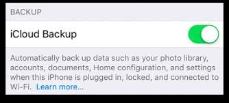 turn on icloud backup