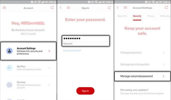 verizon reset voicemail password