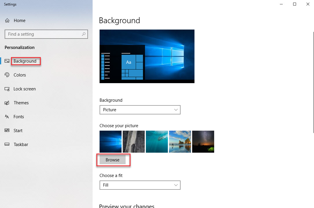 choose background wallpaper