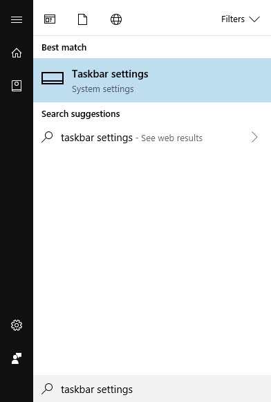 taskbar settings