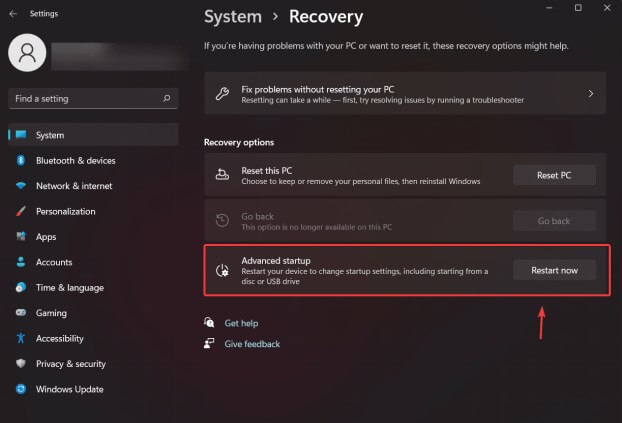 windows system restart now