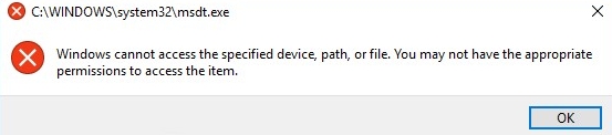 windows cannot access specified device path