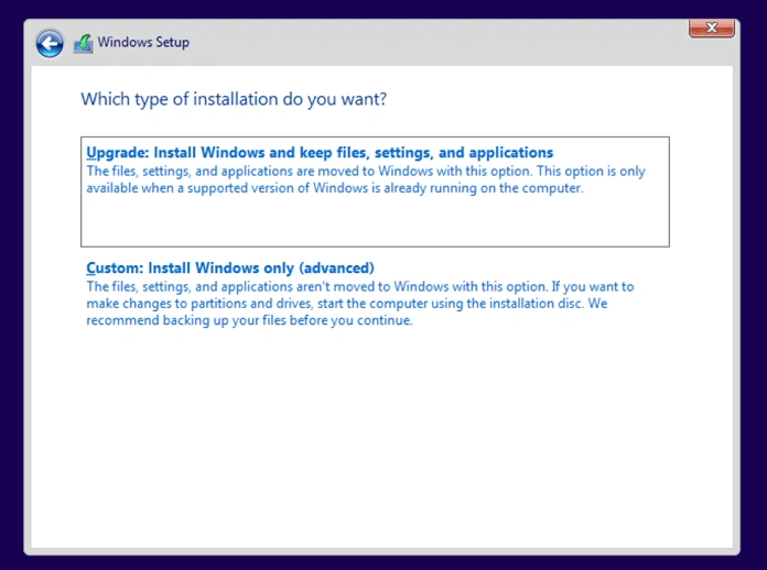 a clean installtion win