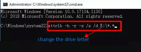 attrib h r s s d cmd