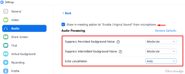 audio processing moderate
