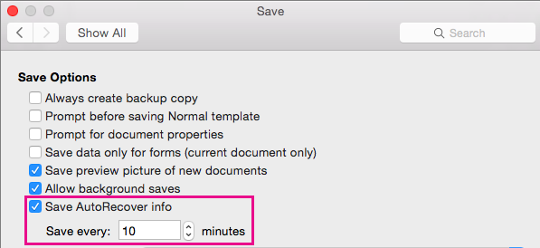 configure autorecover