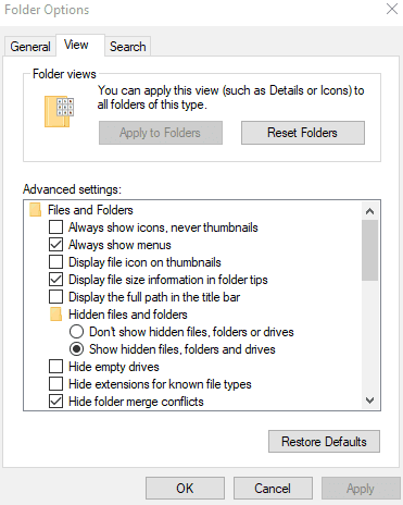 Change View Settings