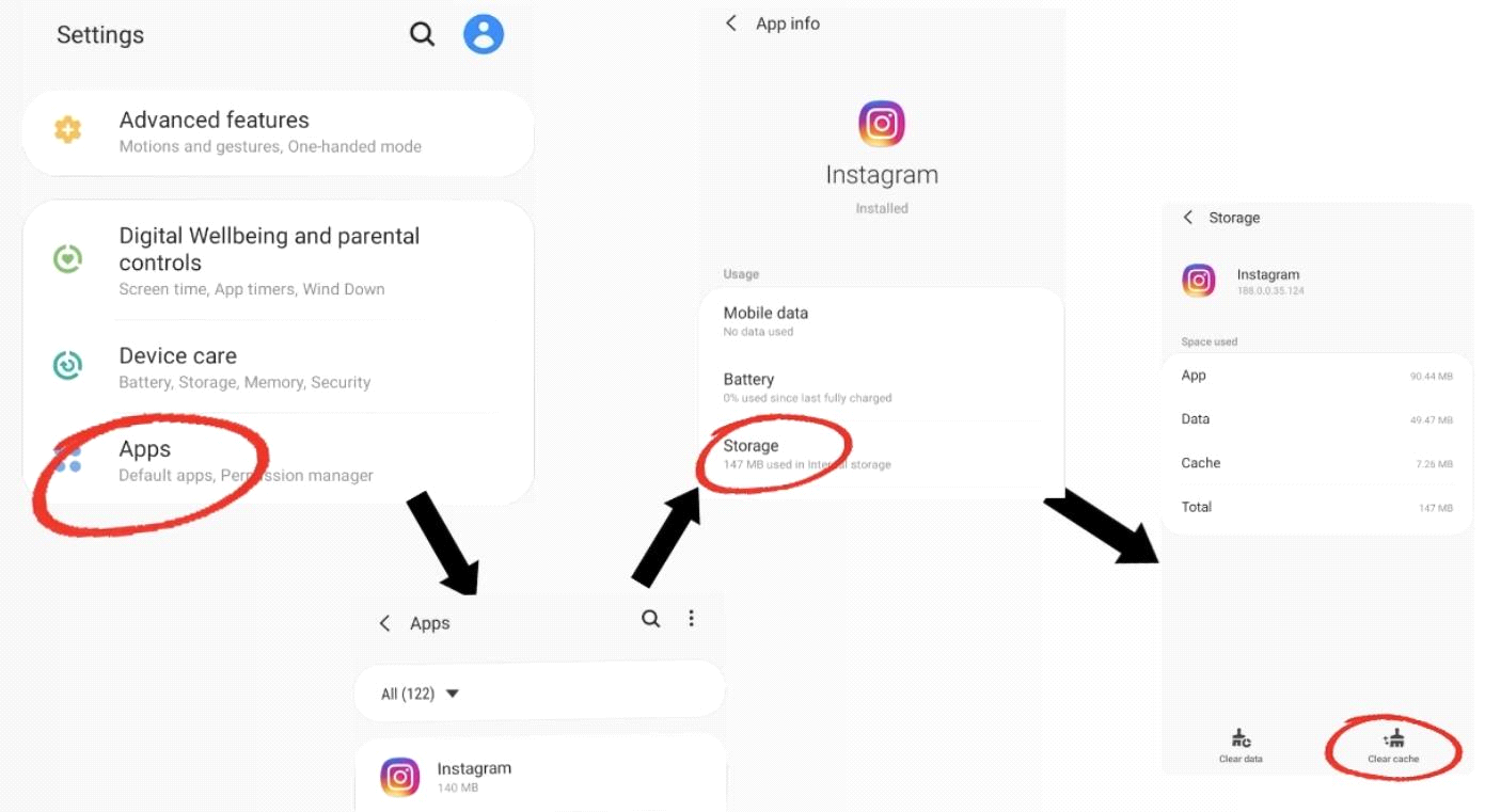 clear instagram cache android