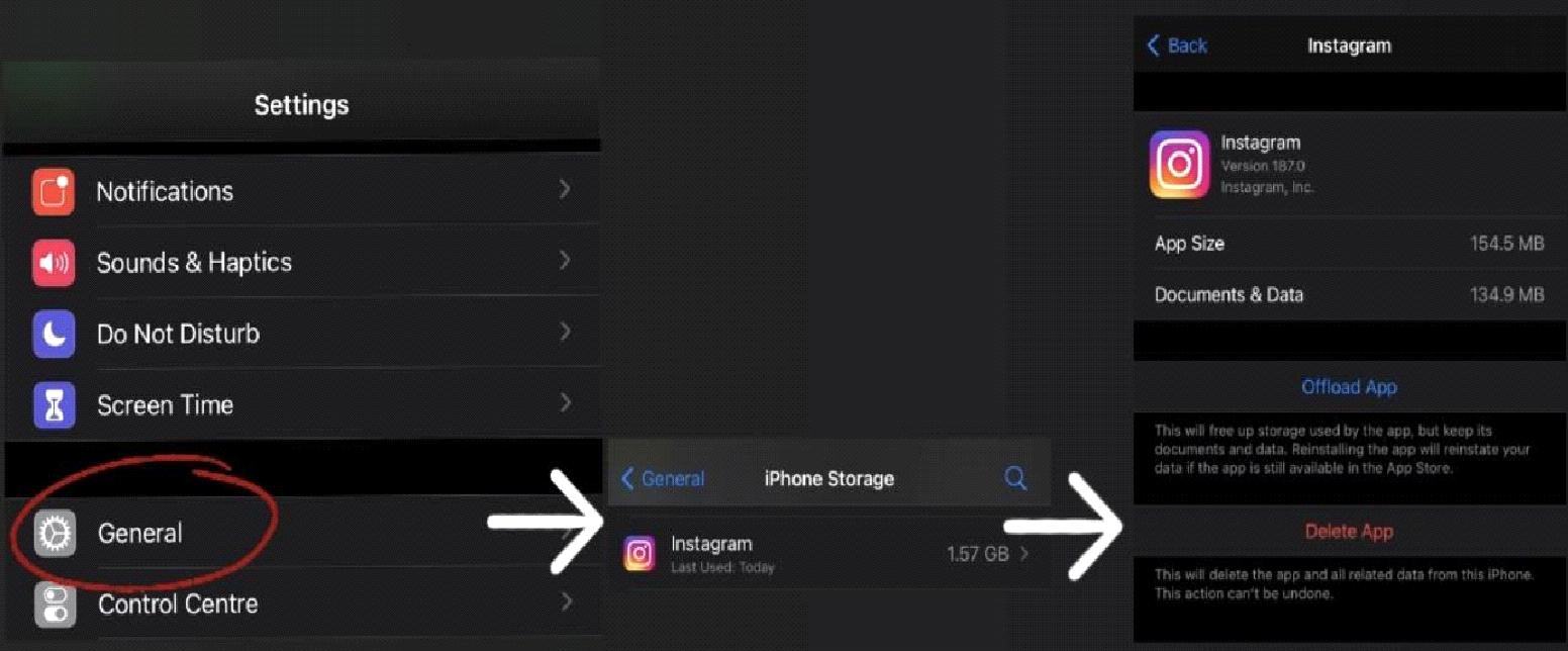 clear instagram cache from iPhone settings