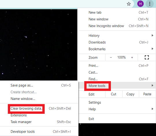 clear browsing data chrome