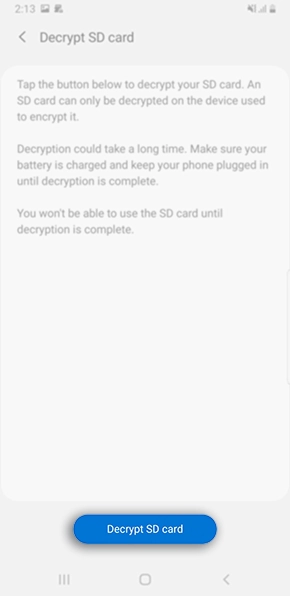 decrypt sd card samsung note 9