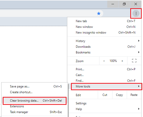 delete the Cookies to fix an error occurred