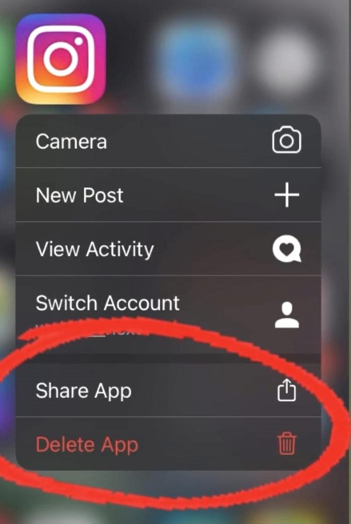 delete instagram app iphone