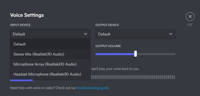Check Discord's Input Device