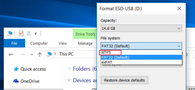 file explorer format file system