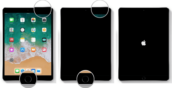 force restart to fix ipad stuck in boot loop