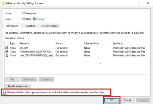 replace all child object permission