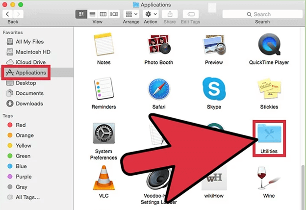 choose utilities from application folder