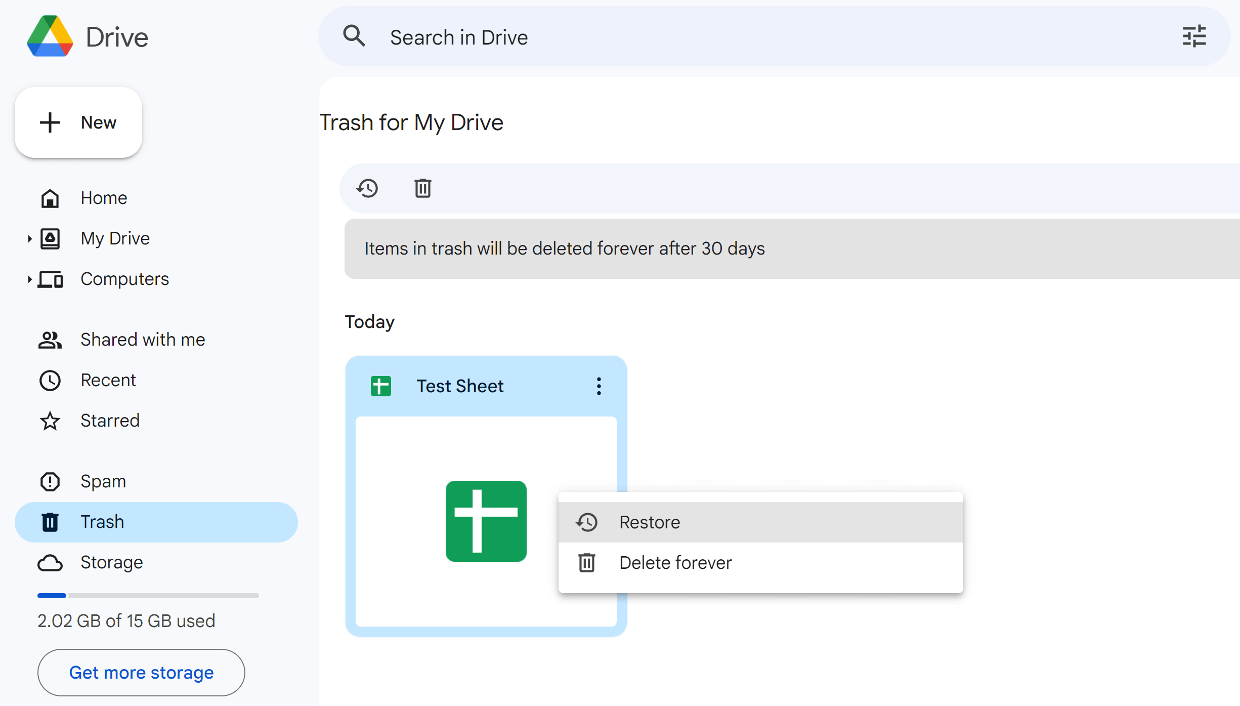 recover deleted google sheets