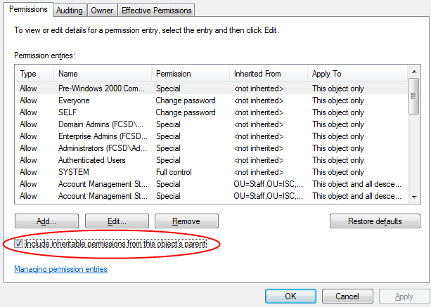 include inheritable permissions