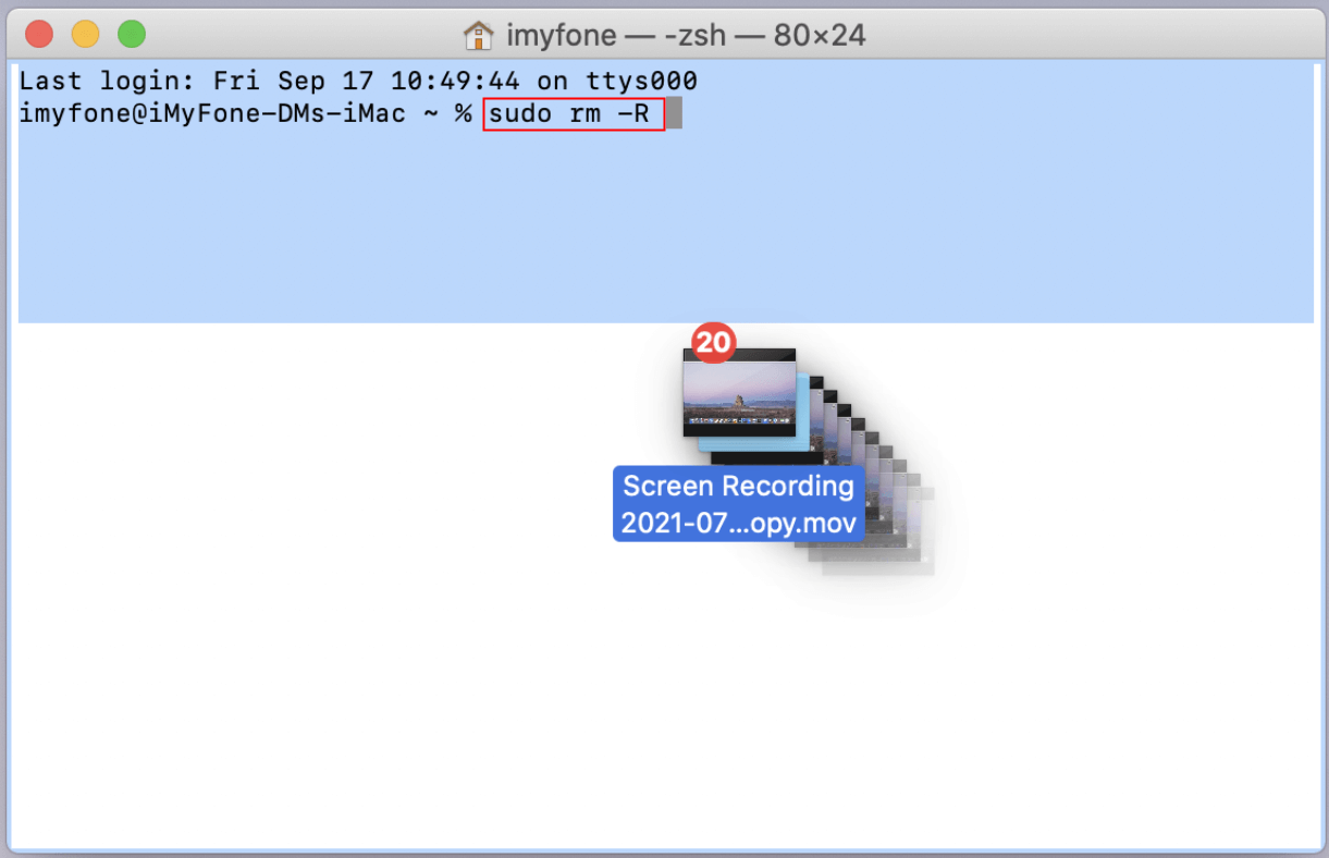 Drag Trash files to Terminal