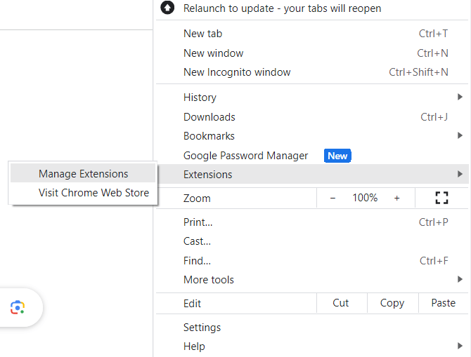manage extensions