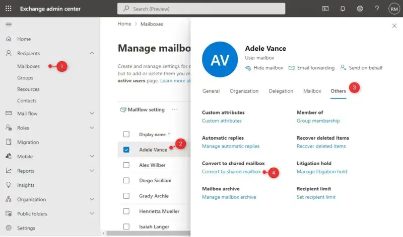 convert to shared mailbox office 365
