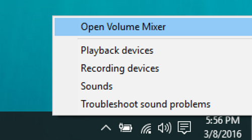open computer volume mixer