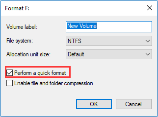 Perform a quick format